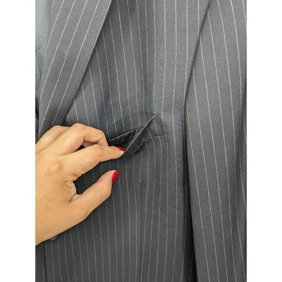 J.Crew Blazer Men Size 44L Pinstriped 100% Wool Sportcoat Preppy Office Academia - Picture 12 of 16